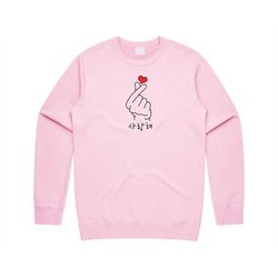 saranghae heart jumper sweater sweatshirt kawaii slogan graphic k-pop i love you korean