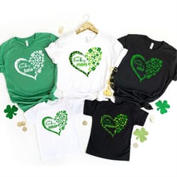 one lucky dad mom sister st patricks day shirt, family matching shirt, patricks day shirt, shamrock with heart shirt, fa