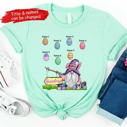 personalized nana gnomes easter t-shirt, custom nana mom shirt,, grandma with grandkids name shirt lc5