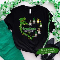personalized grandma shirt, custom grandkids nana t shirt, st. patrick's day gift for grandpa, mom, dad, gnomes st. patr