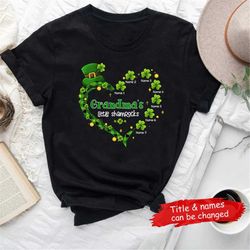personalized nana shamrock shirt, custom grandkids grandma t shirt, st. patrick's day gift for grandpa, mom, dad, happy