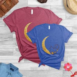 cat tshirt, cat mom shirt, gift for cat lovers, cute kitten shirt, cat mama , cat sitting on moon shirt, mandala cat moo