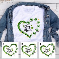 custom dog mom shirt, dog shamrock shirt with names, mother's day shirt, st patrick's day shirt, gift for dog lover
