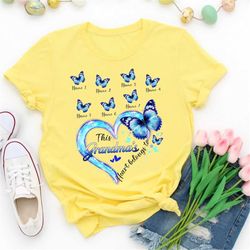 this grandma's heart belongs to grandkids names shirt, personalized mommy, nana, grandma, auntie, mother's day gift, cus