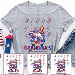 usa flag shirt, 4th of july nana gift, patriotic grandma shirt, personalized nanas little firecrackers shirt, nana tee w