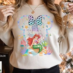 disney princess ariel sweatshirt, little mermaid sweatshirt, disneyland princess shirt, minnie mouse disney castle shirt
