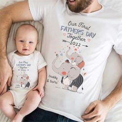personalized matching shirt, our first fathers day together shirt, 1st fathers day 2022, baby and daddy outfit, customiz