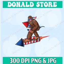 4th of july bigfoot fireworks men sasquatch american flag us png, png high quality, png, digital download