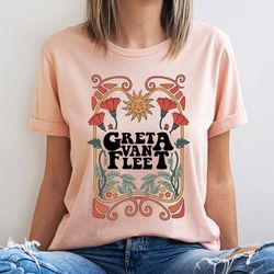 greta van fleet shirt, greta van fleet sweatshirt, floral retro greta van fleet, vintage dream in gold tour 2023, music