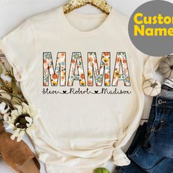mama floral shirt, personalized mama shirt, custom kids name shirt, cute mom shirt, mama shirt, mom shirt, custom mama w