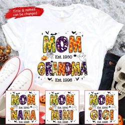 personalized mom and grandma est halloween shirt, nana witch hat, proud to be grandma, halloween mimi mother shirt