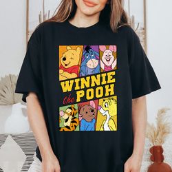 retro disney winnie the pooh characters t-shirt, pooh tigger eeyore piglet shirt, magic kingdom, wdw disneyland family m
