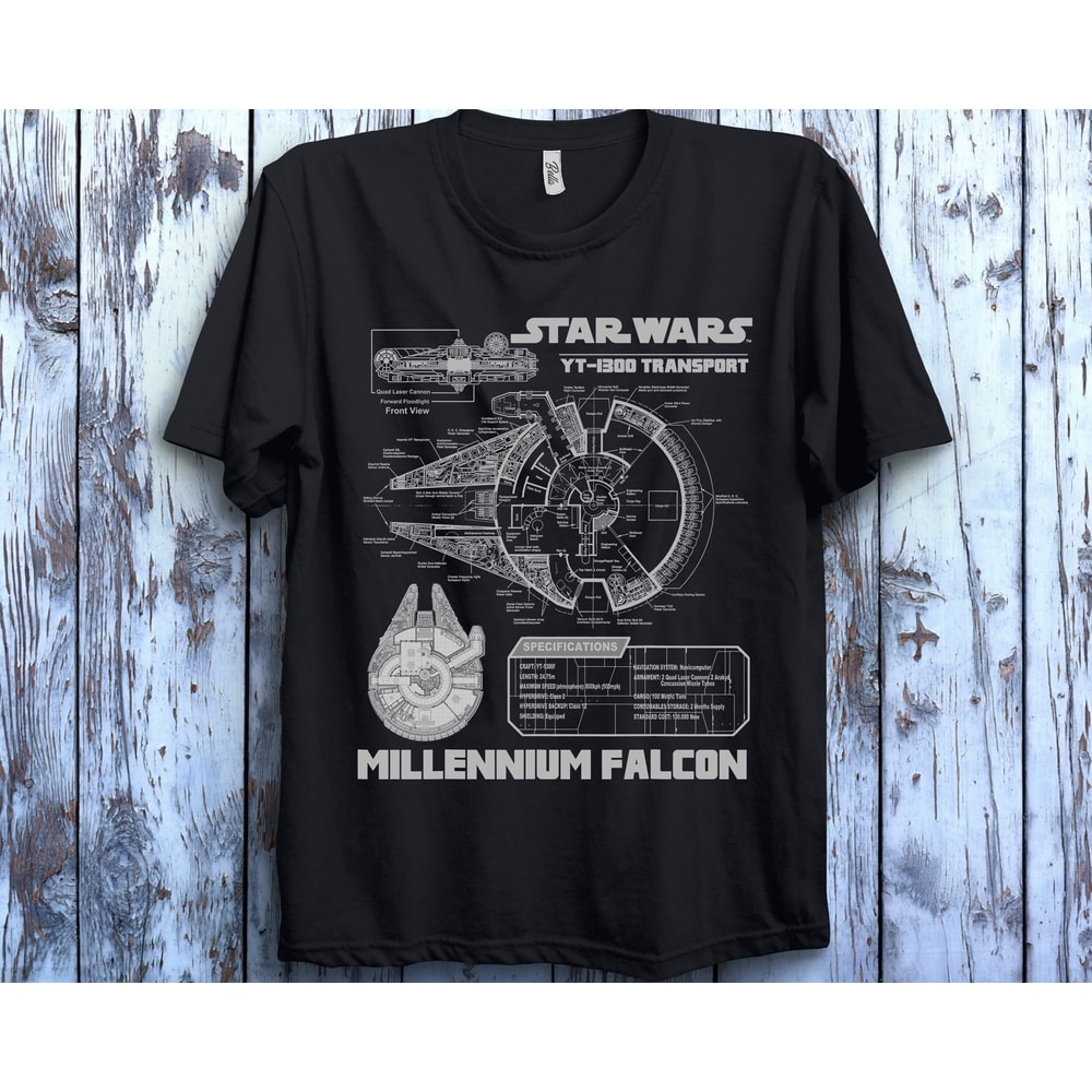 Star Wars Millennium Falcon Grey Schematics Graphic Unisex T-Shirt For Men Women Hoodie Sweatshirt Kid T-Shirt - 1.jpg