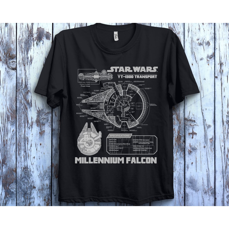 Star Wars Millennium Falcon Grey Schematics Graphic Unisex T-Shirt For Men Women Hoodie Sweatshirt Kid T-Shirt - 1.jpg