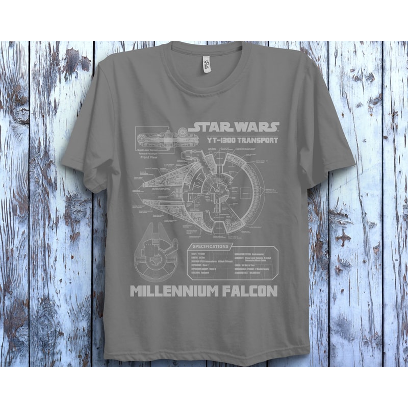 Star Wars Millennium Falcon Grey Schematics Graphic Unisex T-Shirt For Men Women Hoodie Sweatshirt Kid T-Shirt - 2.jpg