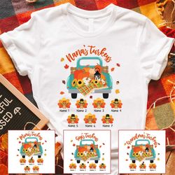 grandma little's turkeys shirt personalized this grandma grandkids shirt, custom nana mimi thanksgiving gift