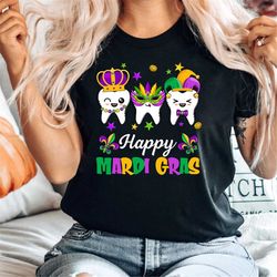 teeth jester mask dental hygiene happy mardi gras carnival t-shirt, mardi gras festival shirt, new orleans shirt, fat  t