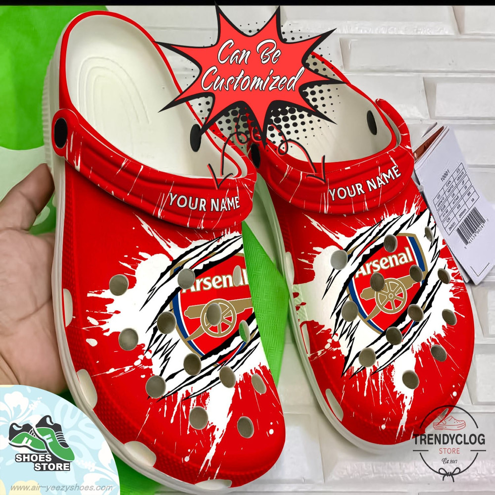 Personalized Arsenal Ripped Claw Clogs, Soccer Crocs Shoes.jpg