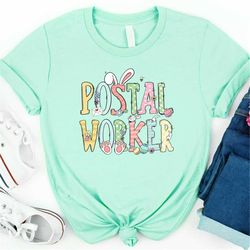 happy easter postal worker shirt, cute postal worker bunny egg pattern shirt, postal worker life. easter day party gift