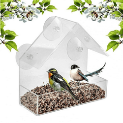 Suction Cup Bird Feeder crylic Transparent Window Bird Feeder Tray Hanging Bird House Pet Feeder Bird Cage Bird Food Dis