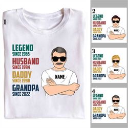 vintage legend husband daddy grandpa since, personalized shirt, father's day gift, custom funny dad t-shirt, gift for gr