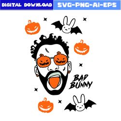bad bunny halloween svg, bad bunny svg, pumpkin svg, bad bunny halloween full wrap svg, halloween svg, png dxf eps file