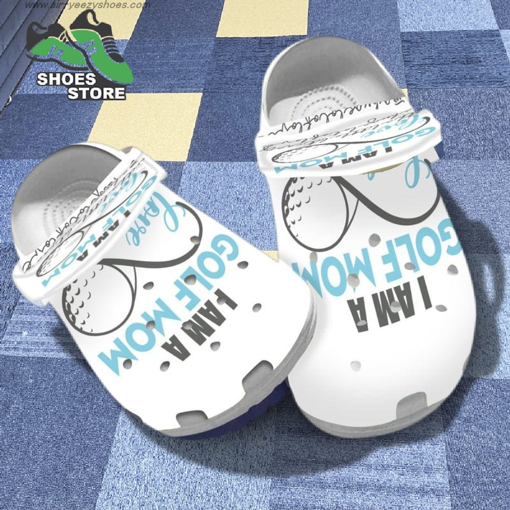 Golf Mom Blue Argyle I Am A Golf Mom With A Little But Crazy Crocs Shoes.jpg