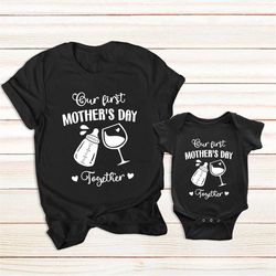 custom our first mother's day together shirt, mommy baby shirt, mother's day personalized shirt, mother day shirt, mothe