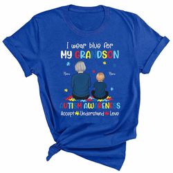 custom grandma grandkids autism awareness shirt, personalized autism shirt, autistic child nana, autism support, autism