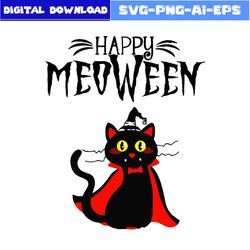 black cat happy halloween svg, black cat svg, cat halloween svg, cat svg, halloween svg, png eps file