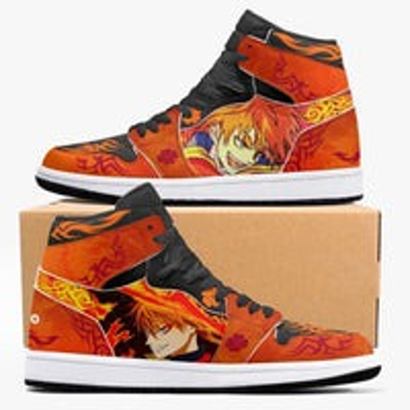Black Clover Leopold Vermillion JD1 Shoes, Sakata Gintoki Gintama Jordan 1 Shoes, Sakata Gintoki Gintama Sneaker Shoes