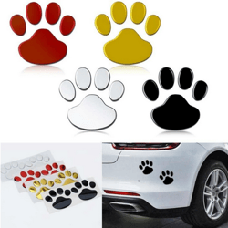 2Pcs/Set 3D Animal Dog Cat Bear Foot Prints Car Sticker Cool Design Paw Footprint Decal Car Stickers Silver Red Black