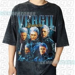 vintage wash vergil shirt, devilmaycry shirt, video game shirt, gamer, vintage 90s, bootleg homage shirt  vs01