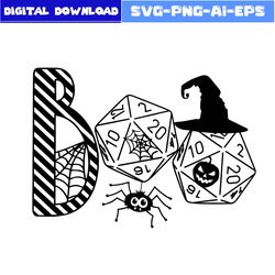 boo roll d20 dnd halloween svg, boo roll d20 dnd svg, pumpkin svg, ghost  svg, halloween svg, png eps dxf file
