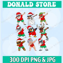 dabbing santa and friends christmas in july xmas png download, png high quality, png, digital download