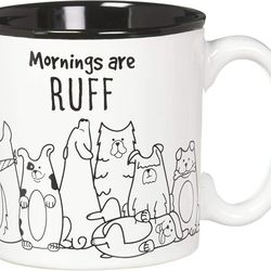 burton and burton mornings are ruff ceramic coffee mug, 13 ounce