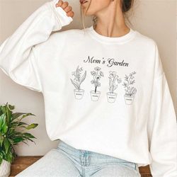 custom birth month flower shirt, mothers day shirt, plant mom shirt, gift for mom, mothers day gift, gift for grandma