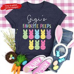 nana's favorite peeps easter shirt, custom name grandchild easter gift for grandma, grandma's favorite peeps easter, nan