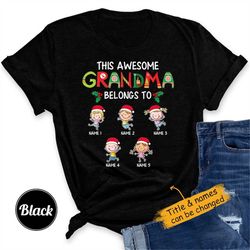 personalized grandma with grandkid's name christmas shirt, custom grandkids grandpa t shirt, christmas gift for nana