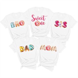 family donut shirts, sweet one birthday t-shirts, family birthday shirts, donut birthday shirts, 1st birthday shirts, do