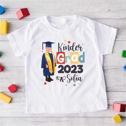 custom name kindergarten graduation shirt, personalized photo 2023 kindergarten graduate shirt, kinder gift for kids gra