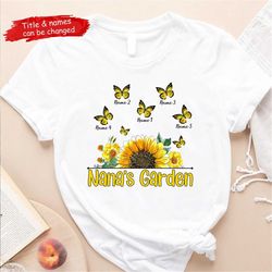 mother's day shirts, grandma garden, custom grandkid names, flowers grandma shirt, personalized shirts, women shirt, gif