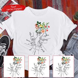 mother's day shirts, grandma flowers kid hand tee, custom grandkid names, flowers grandma shirt, personalized shirts, wo
