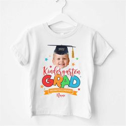 custom name kindergarten graduation shirt, personalized photo 2022 kindergarten graduate shirt, kinder gift for kids gra