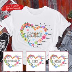 personalized granny flowers shirt, custom flowers kids name tee, gift for mom, grandma floral t-shirt, mother's day gift