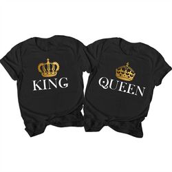 king and queen matching couple shirt set valentine's day gift his & hers t-shirt, husband and wife gift, valentine day t