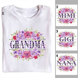 grandma shirt flower and grandkids t-shirt, grandma shirt, personalized grandma tee shirt nickname with custom grandkid