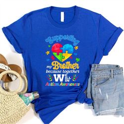 supporting my brother puzzle autism awareness month shirt t-shirt, autism family shirt, autism gift, autism awareness sh