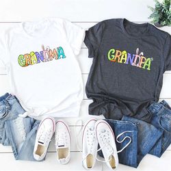 personalized easter grandma grandpa t-shirt, custom cute bunny easter shirt, happy easter day, easer day gift for nana m