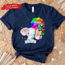 personalized mom grandma elephant t shirt, custom grandma and grandkids t-shirt, mothers day gifts